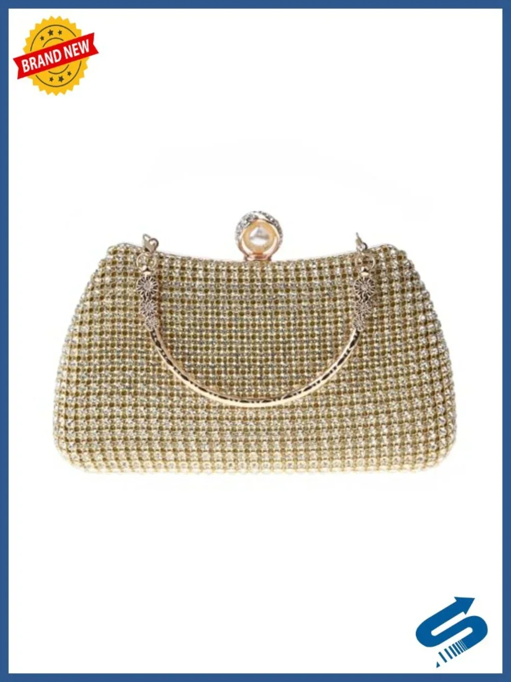 Sparkly Rhinestone Clutch Purse Evening Bag Satin Convertible Crossbody Wedding
